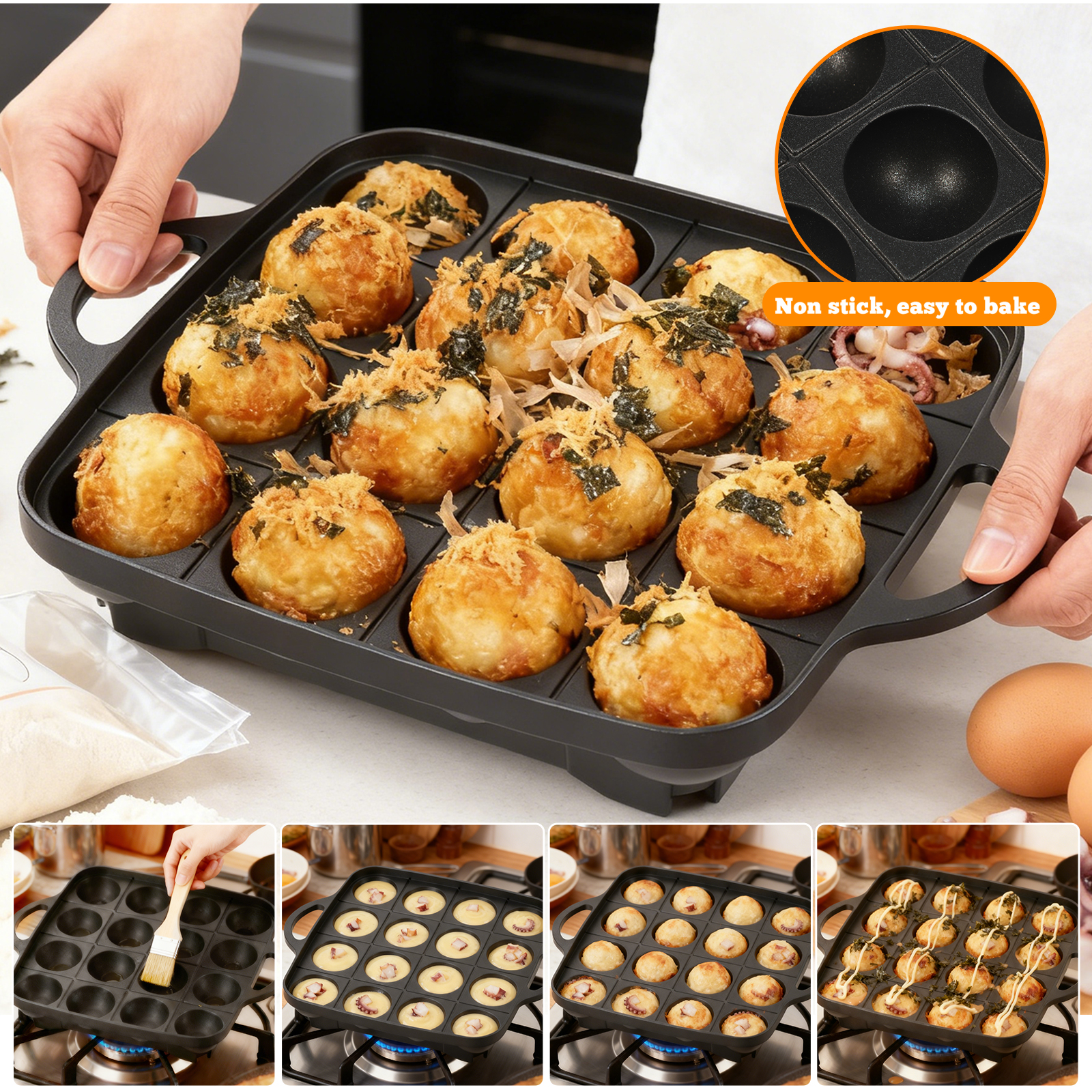16 Holes Takoyaki Pan Cast Alu - Takoyaki Grill Plate reseña y precio
