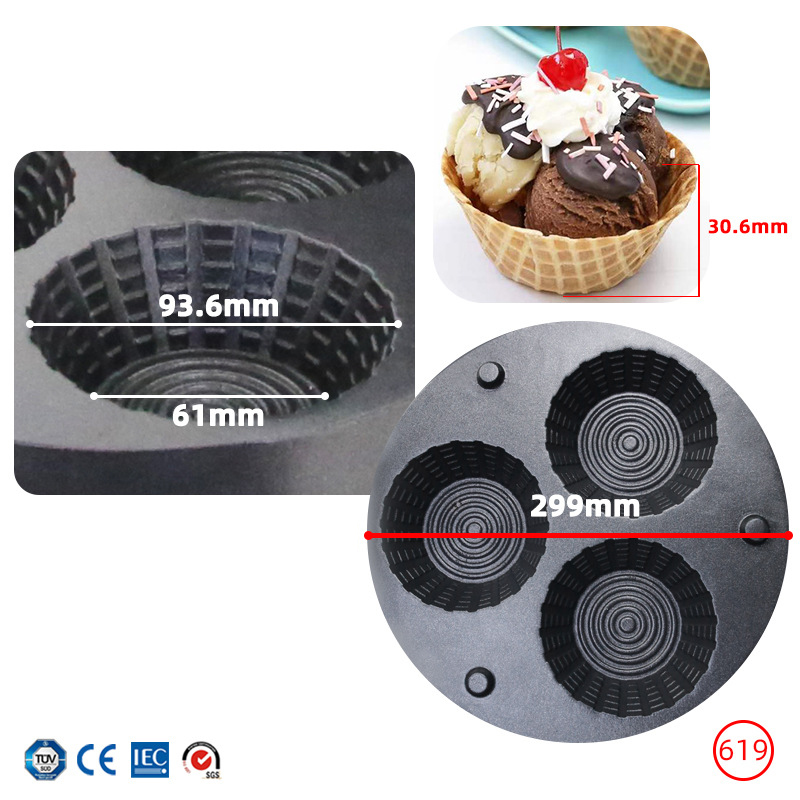 Commercial Triple-Hole Ice Cre - Waffle Cone Maker reseña y precio