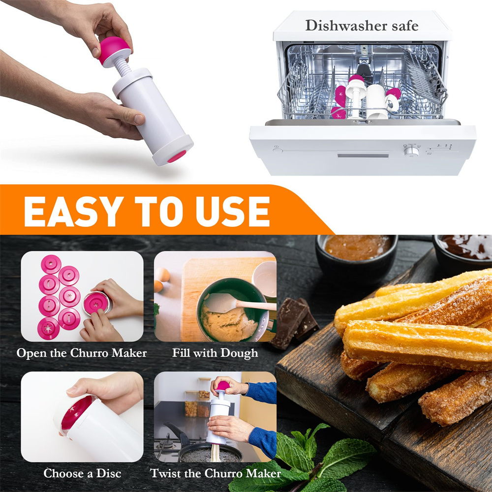1pc DIY Manual Cookie Press Ma - Churros Maker Gun reseña y precio