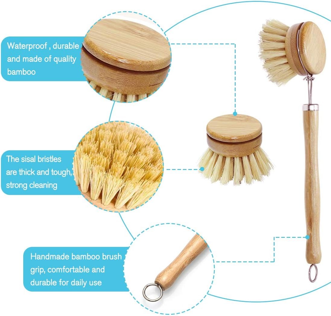 Bamboo Dish Scrub Brushes, Kit - Cast Iron Corn reseña y precio