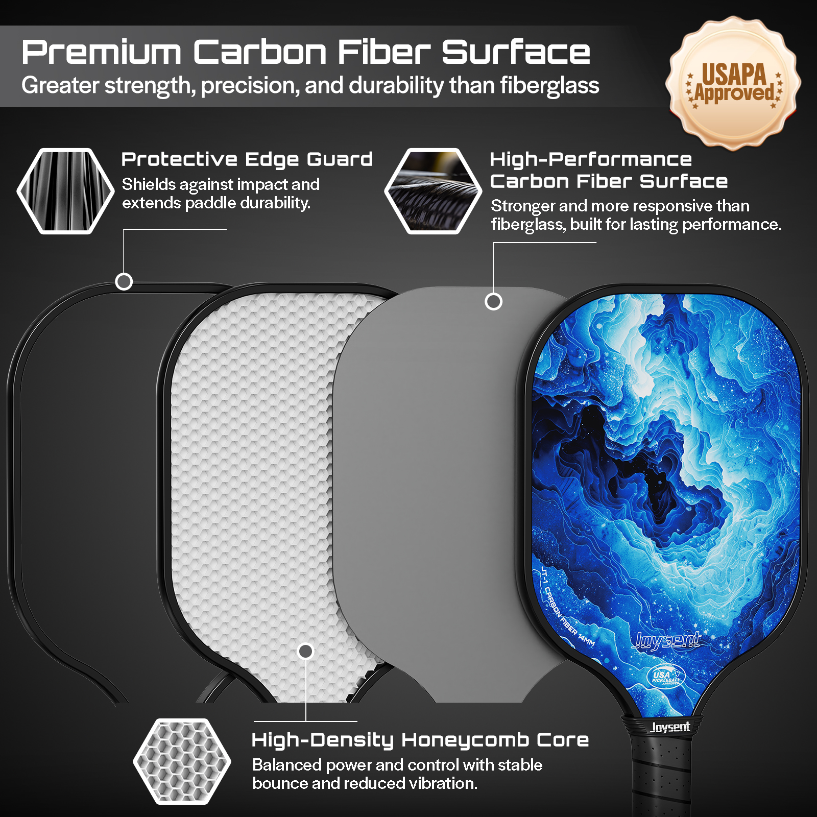Joysent USAPA Approve Pickleba - Crepe Pan Carbon reseña y precio