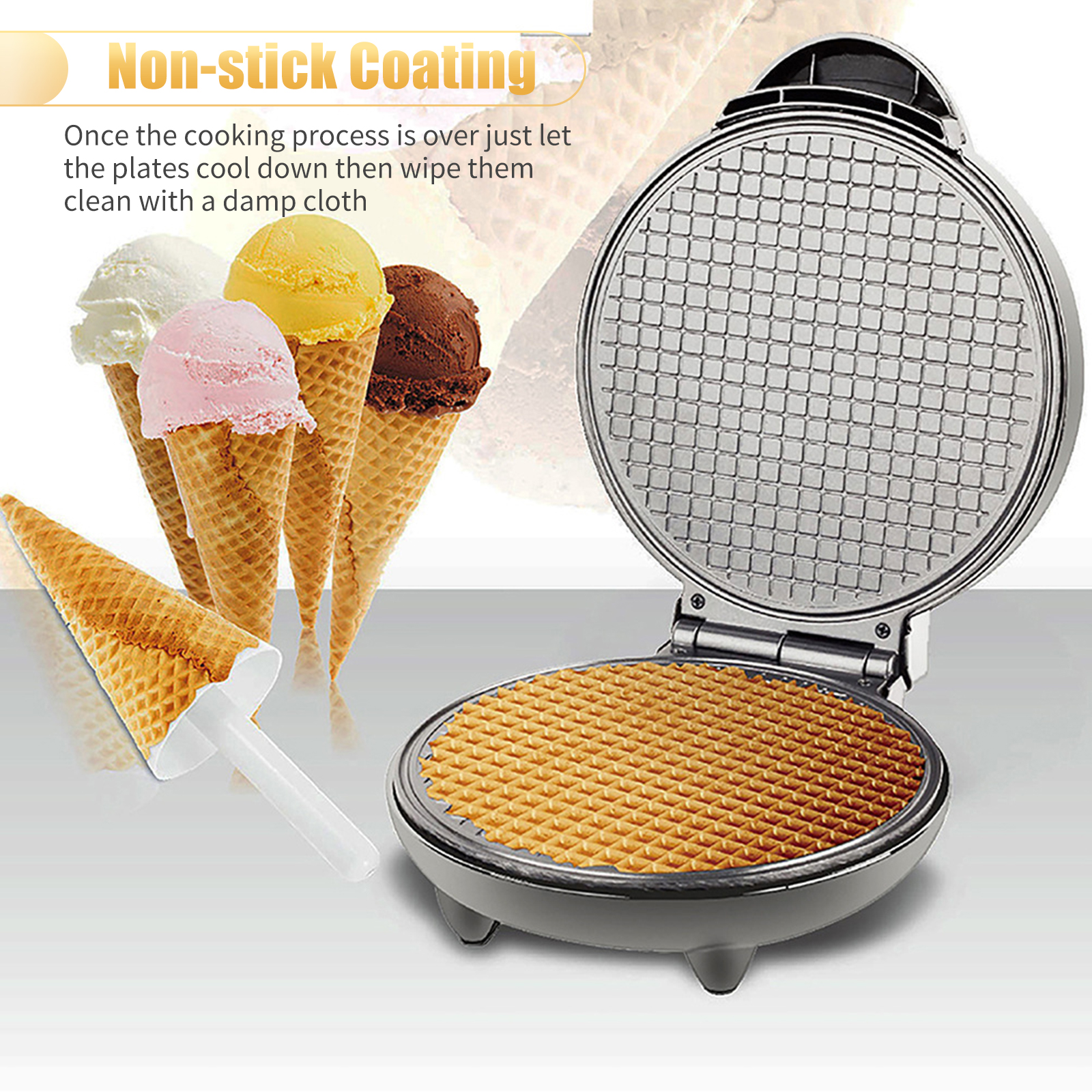 1200W Waffle Maker Nonstick Ba - Waffle Cone Maker reseña y precio