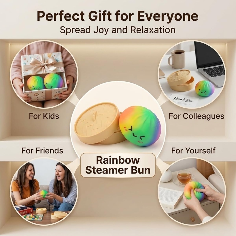 Glitter Bao Bun Squeeze Toy Ka - Bao Steamer Bamboo reseña y precio
