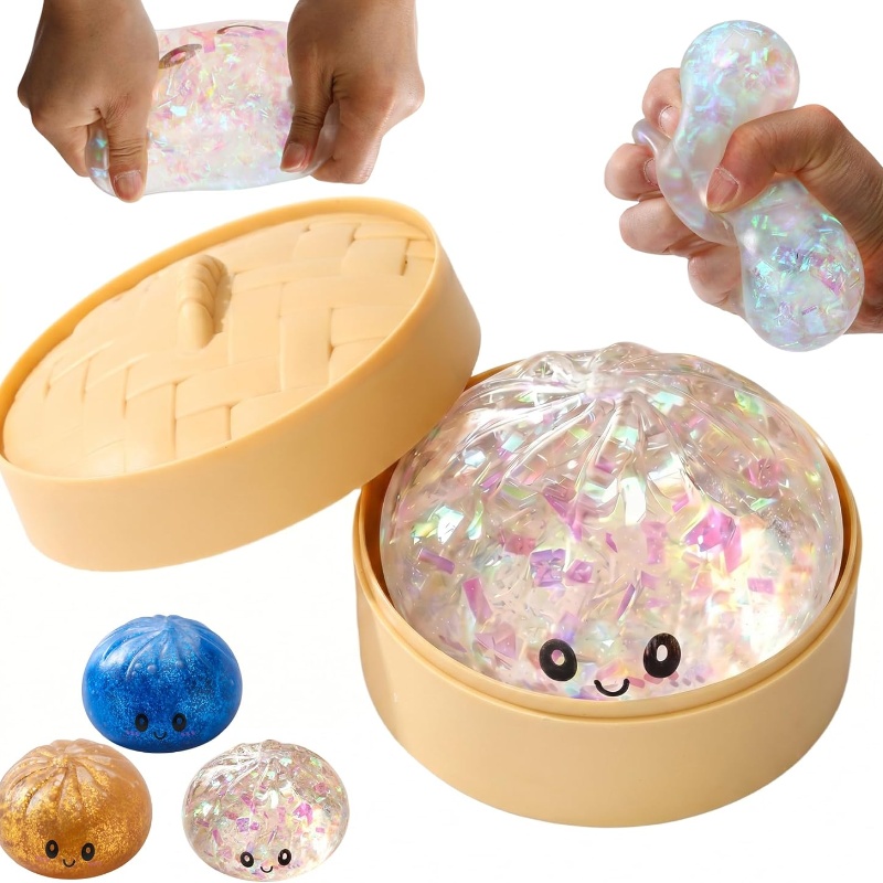 Glitter Bao Bun Squeeze Toy Ka - Bao Steamer Bamboo reseña y precio
