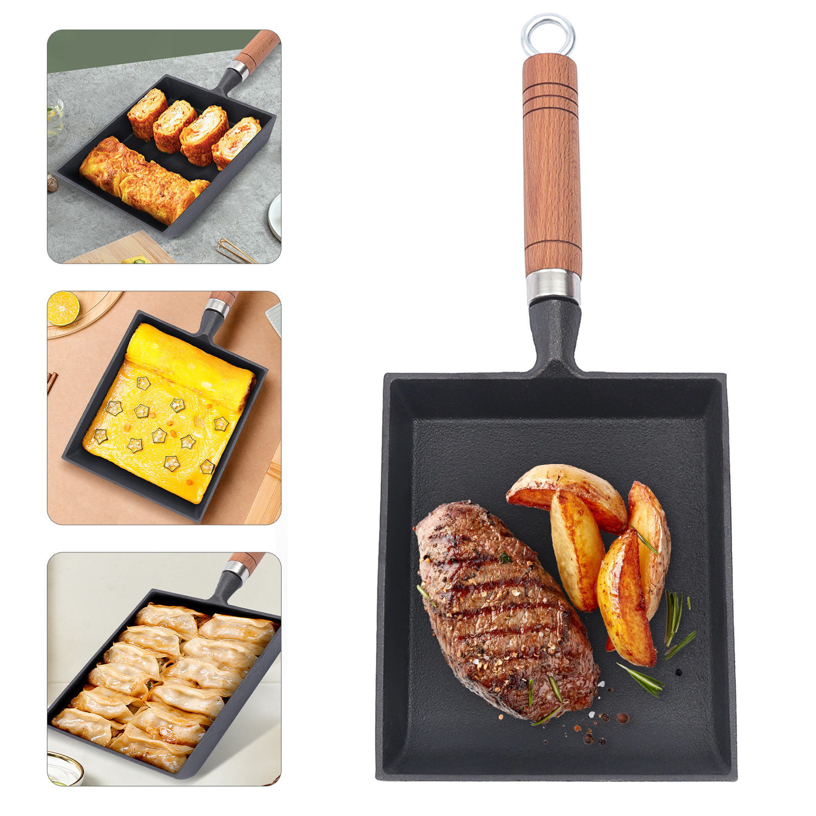 1PCS Egg Fry Pan Square Cast I - Cast Iron Corn reseña y precio