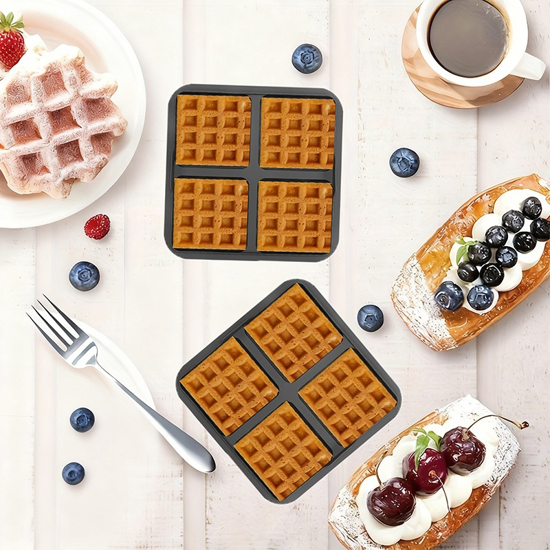 Square Waffle Mold, Non-Stick  - Mini Pancake Griddle reseña y precio