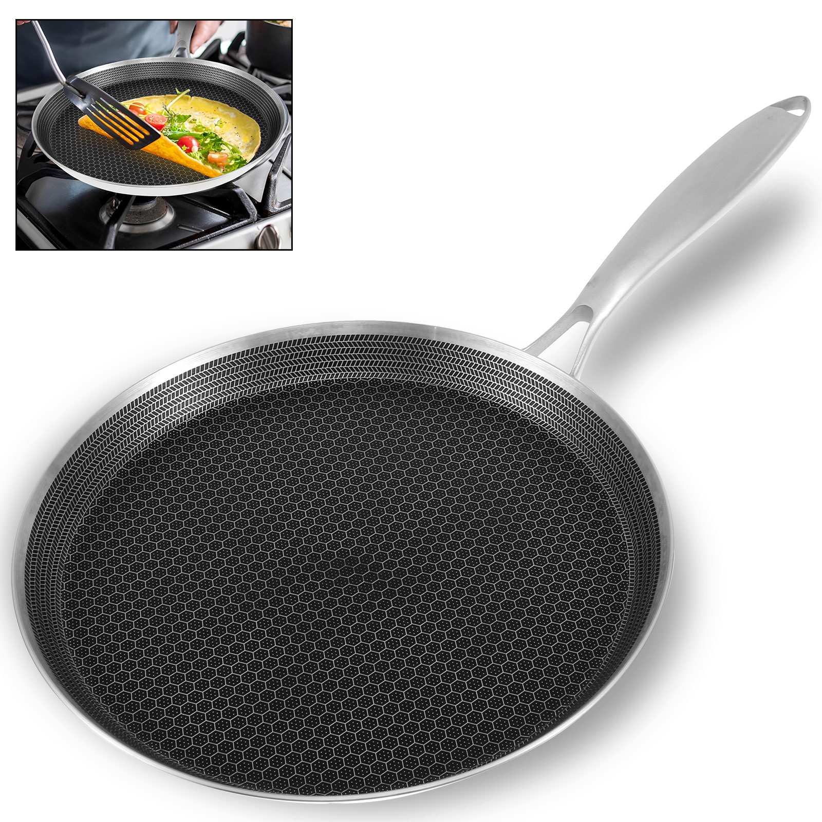Stainless Steel Frying Pan Non - Danish Pancake Pan reseña y precio