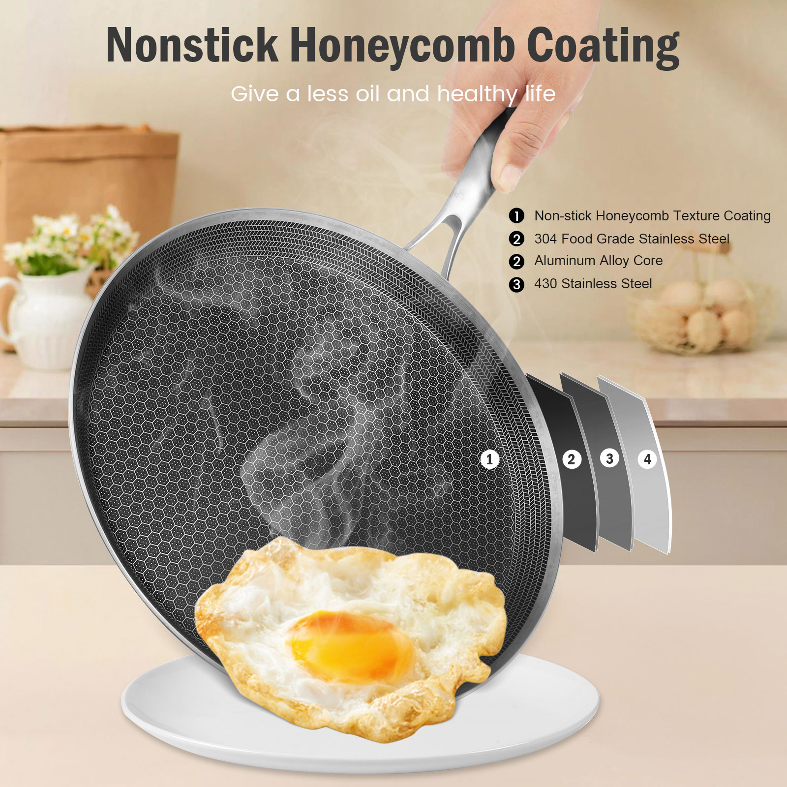 Stainless Steel Frying Pan Non - Danish Pancake Pan reseña y precio