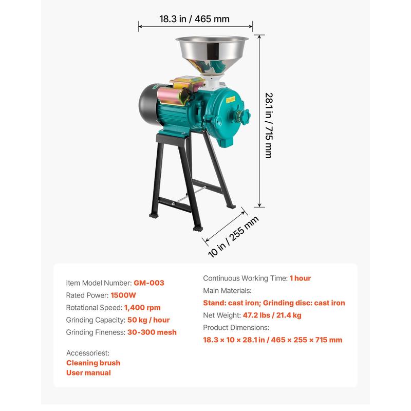 Electric Grain Mill Grinder, 1 - Cast Iron Corn reseña y precio