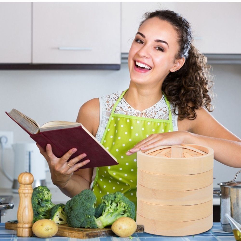 Handle Steam Basket Makes Tast - Bao Steamer Bamboo reseña y precio