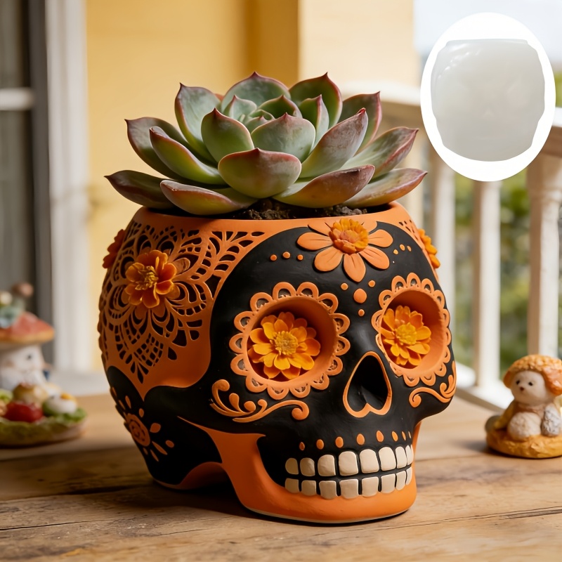 Flower relief skull succulent  - Potsticker Mold reseña y precio