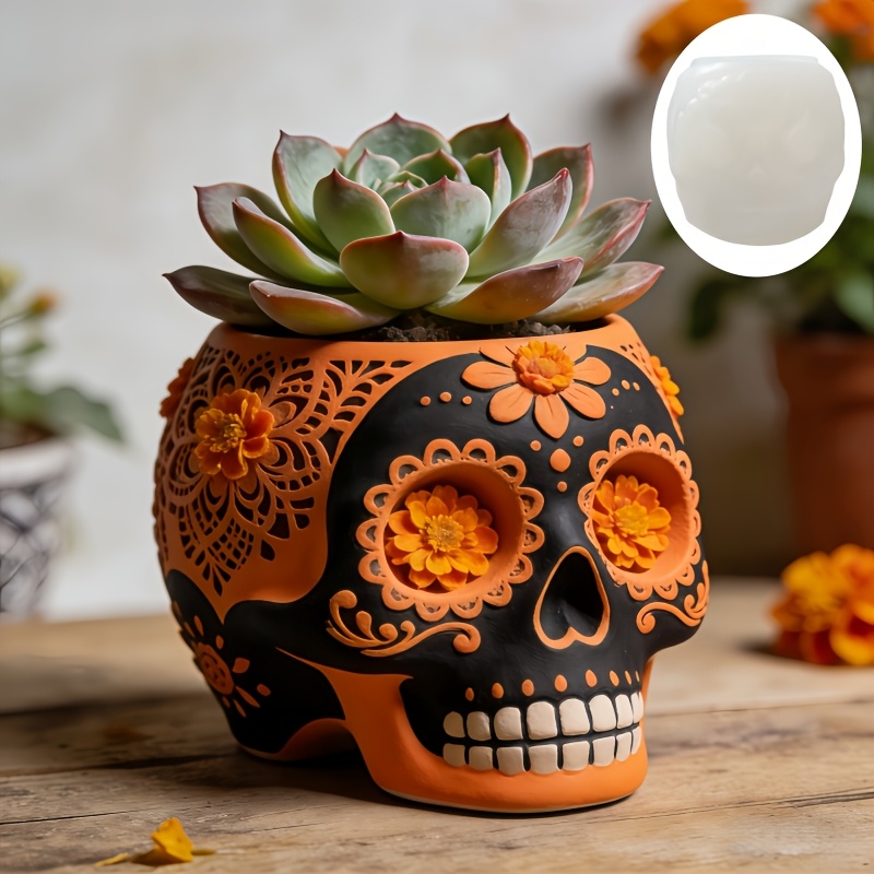 Flower relief skull succulent  - Potsticker Mold reseña y precio