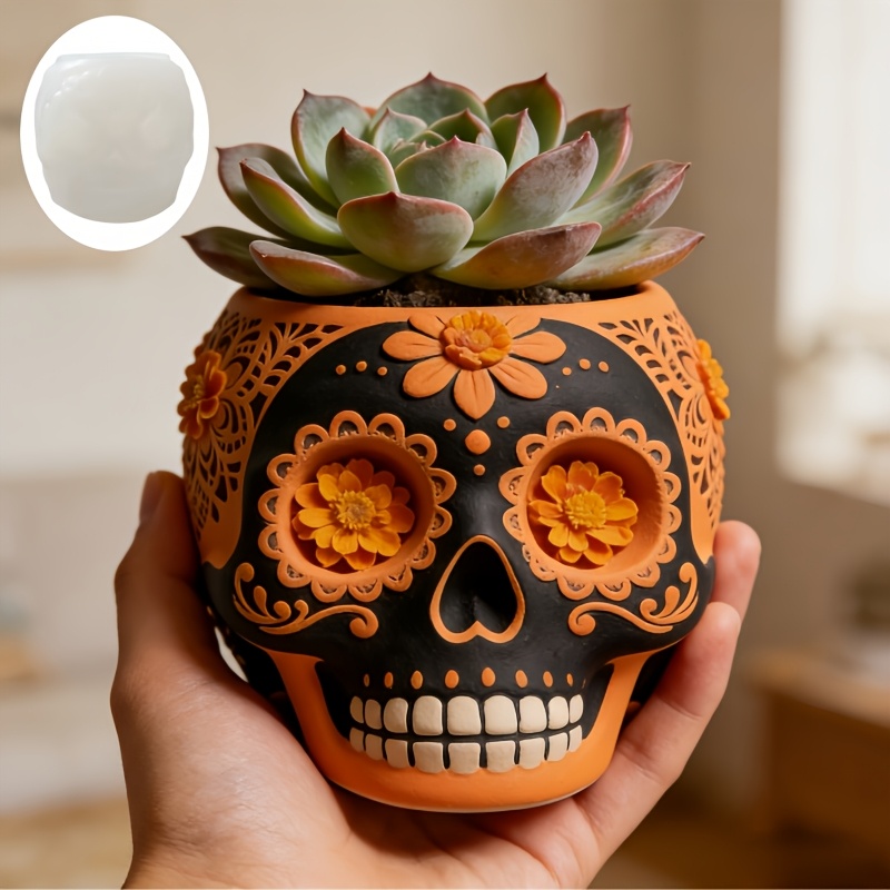 Flower relief skull succulent  - Potsticker Mold reseña y precio