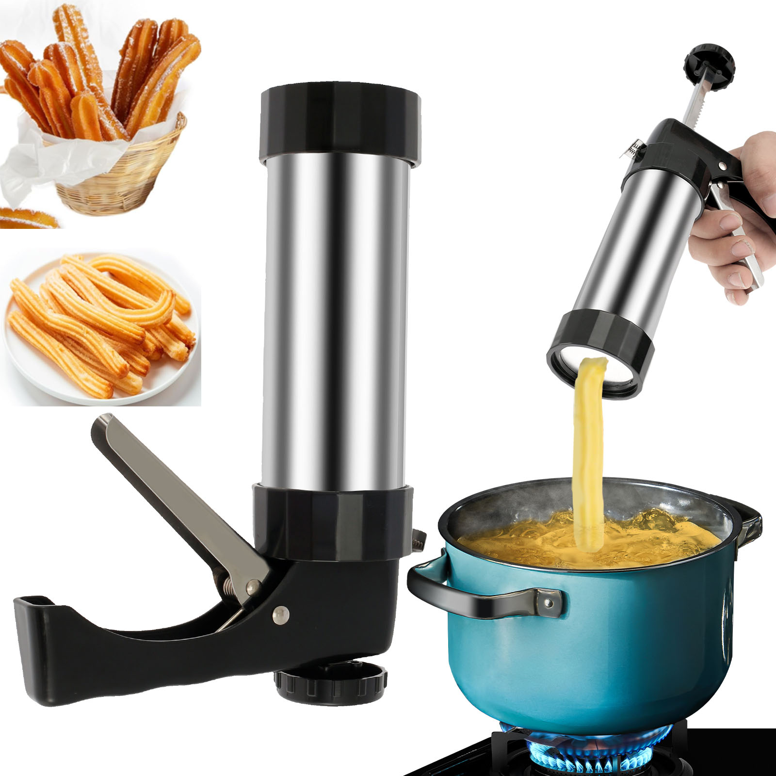 Cookie Press Gun Kit Stainless - Churros Maker Gun reseña y precio