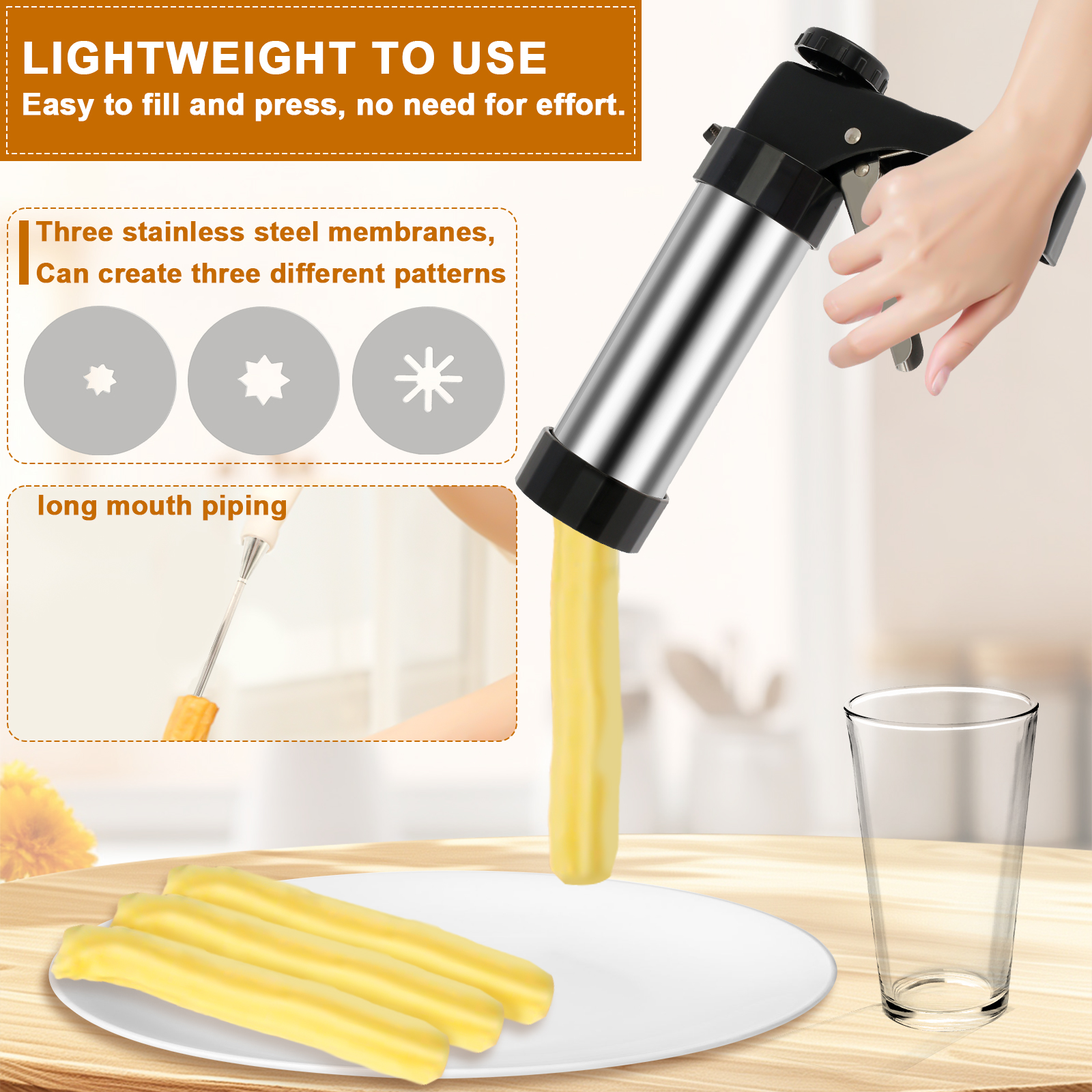 Cookie Press Gun Kit Stainless - Churros Maker Gun reseña y precio