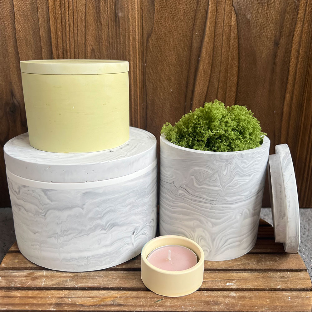 Round Cement Candle Canister S - Potsticker Mold reseña y precio