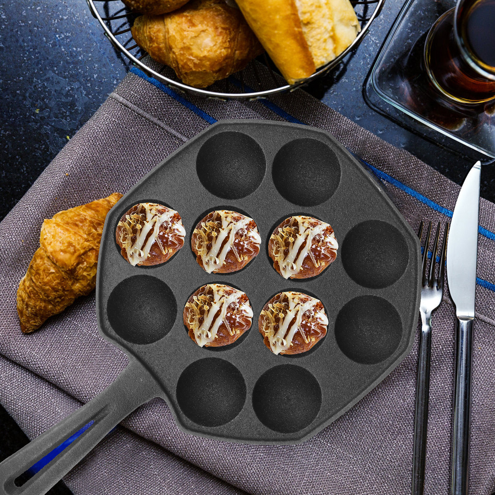 Takoyaki Pan 12 Molds Cast Iro - Takoyaki Grill Plate reseña y precio