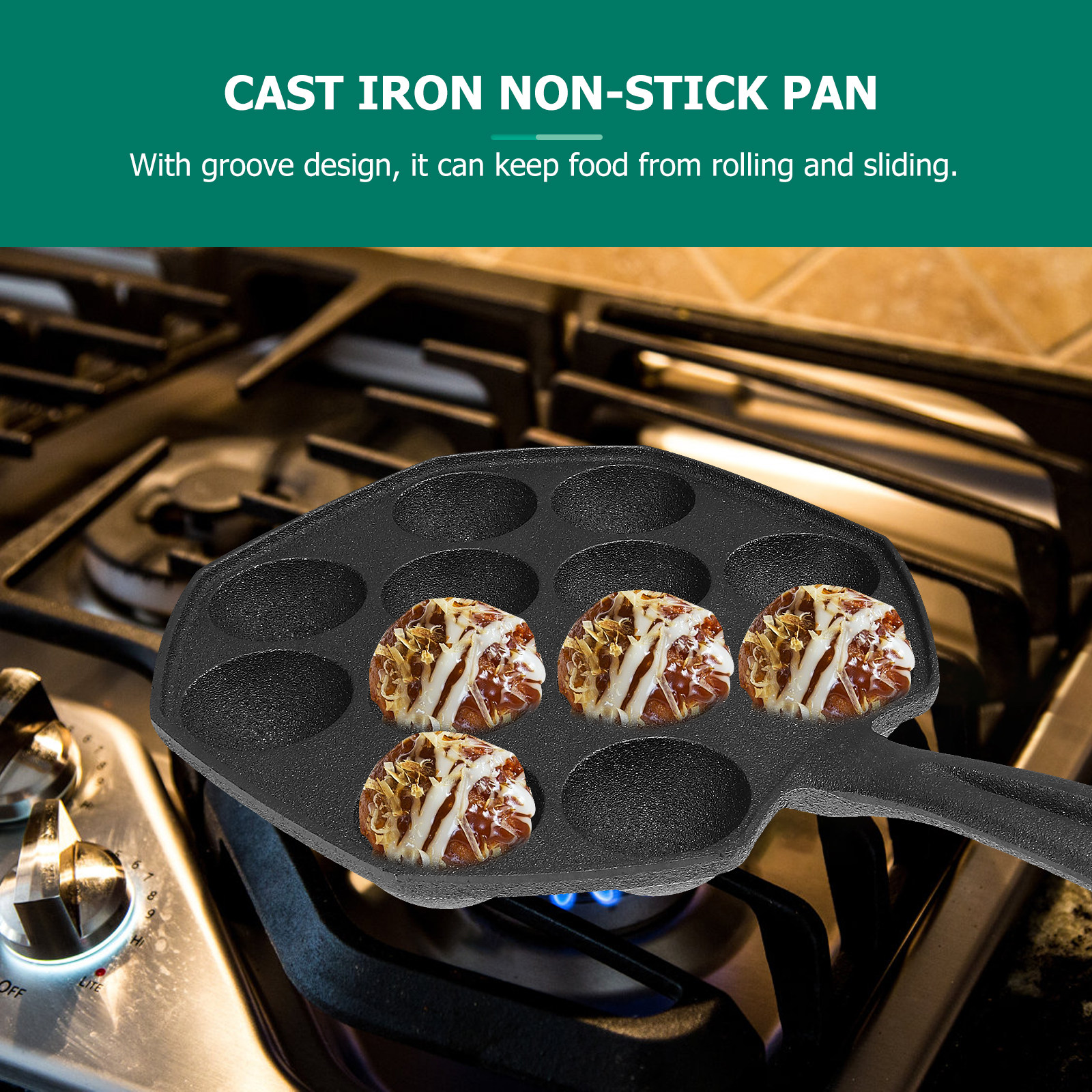 Takoyaki Pan 12 Molds Cast Iro - Takoyaki Grill Plate reseña y precio
