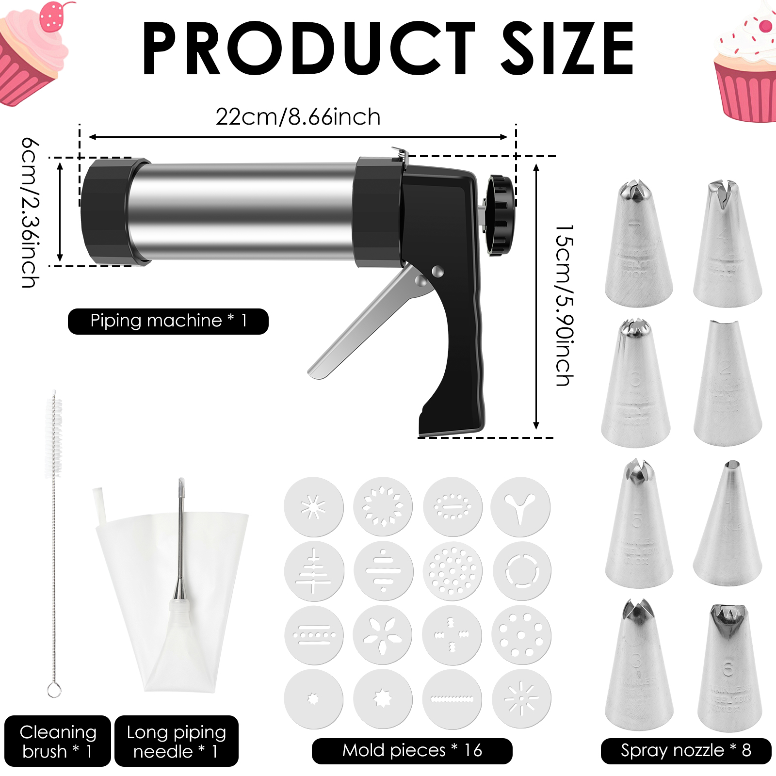 Stainless Steel Cookie Gun Chu - Churros Maker Gun reseña y precio